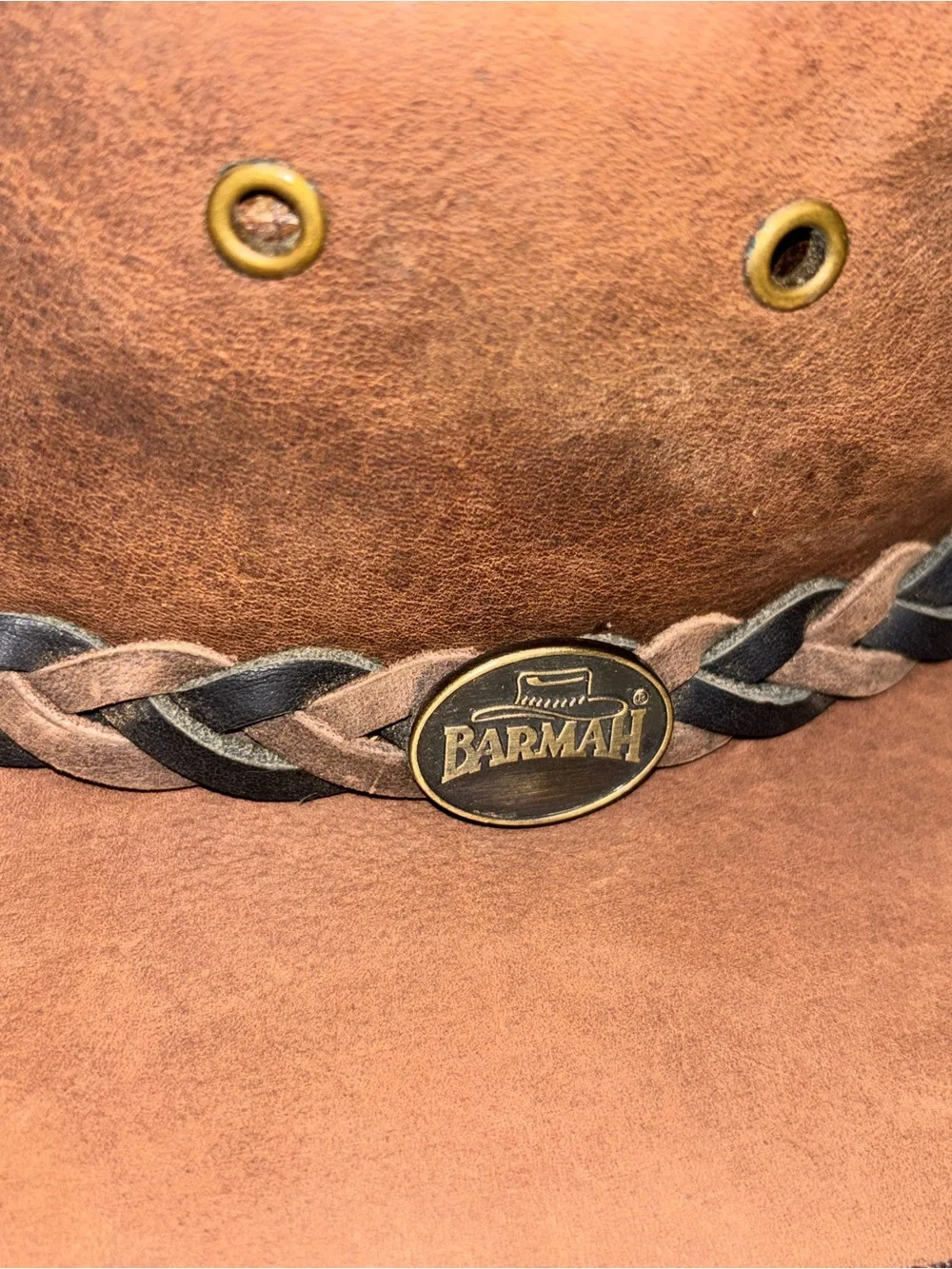 Barmah Squashy Bronco Hat Cattle Leather Made In USA Brown - Large 57